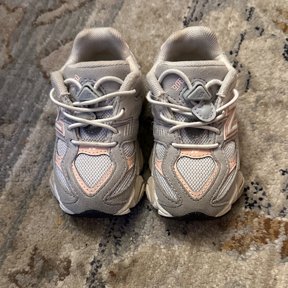 New Balance Kids Grey and Pink Running Sneakers